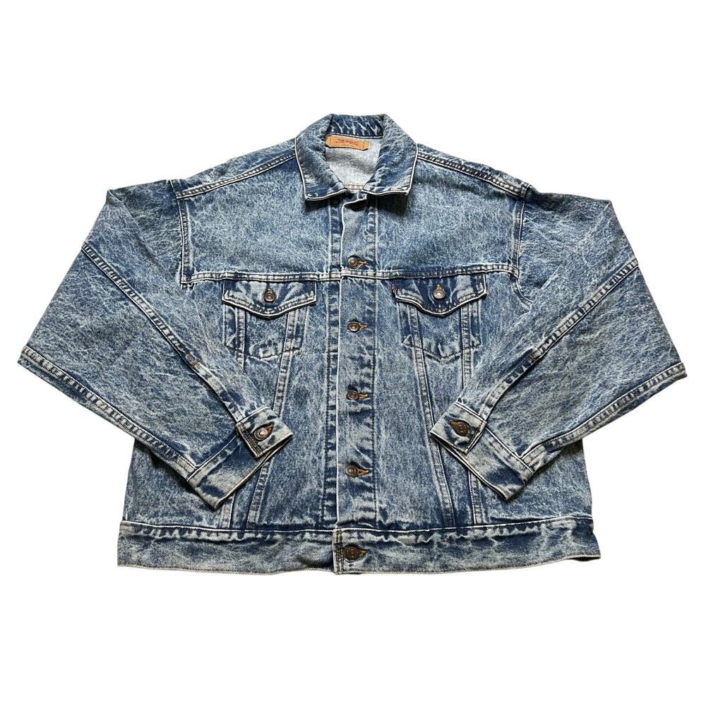 Vintage Levi’s 70507 Acid Wash Denim Trucker Jacket Made in USA Size Large